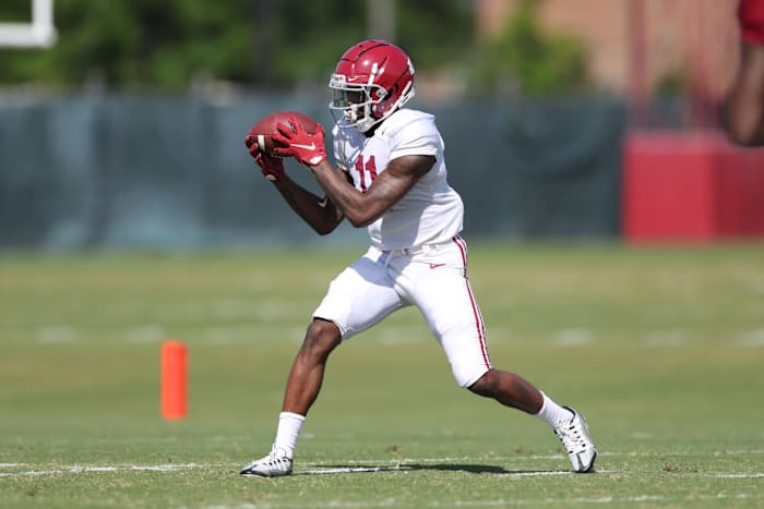 Malik Benson, Alabama football practice - April 10, 2023
